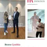 Cadeau d'assurance à Neuchâtel, remise de prix, agent d'assurance et cliente satisfaite, communication, partenariat, confiance en assurance, événement Neuchâtel Assurances.
